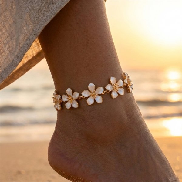 Exaggerated Hollow-out Metal Flower Anklet