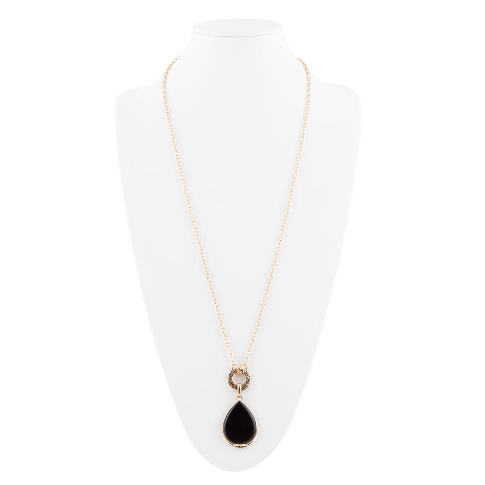 Abby Black Onyx Golden Bronze Tropfenkette
