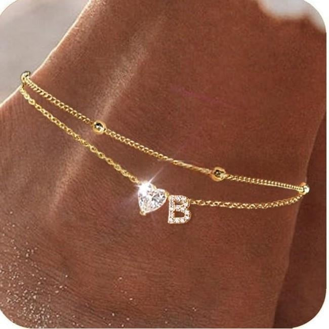 Womens Adjustable Delicate Versatile Double-layer Anklet Set