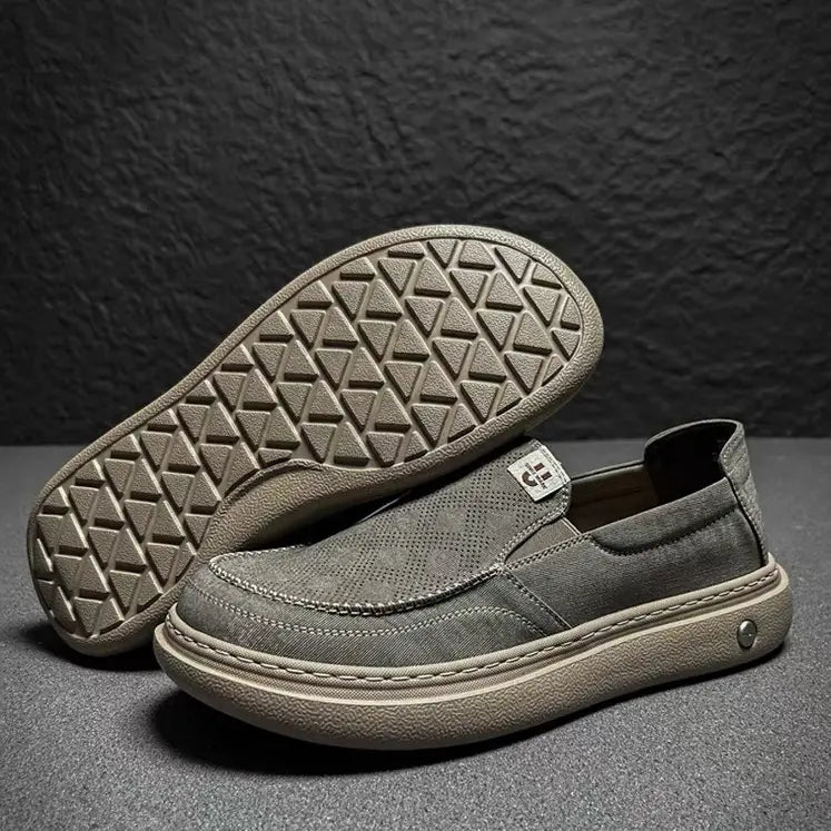 New Summer Men's Canvas Shoes, Thick Sole Light Skate Shoes, Wide Toe Casual Sneakers