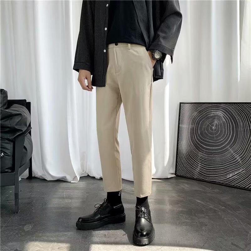 Men's Dress Pants Men's Cropped Slim-fit Casual