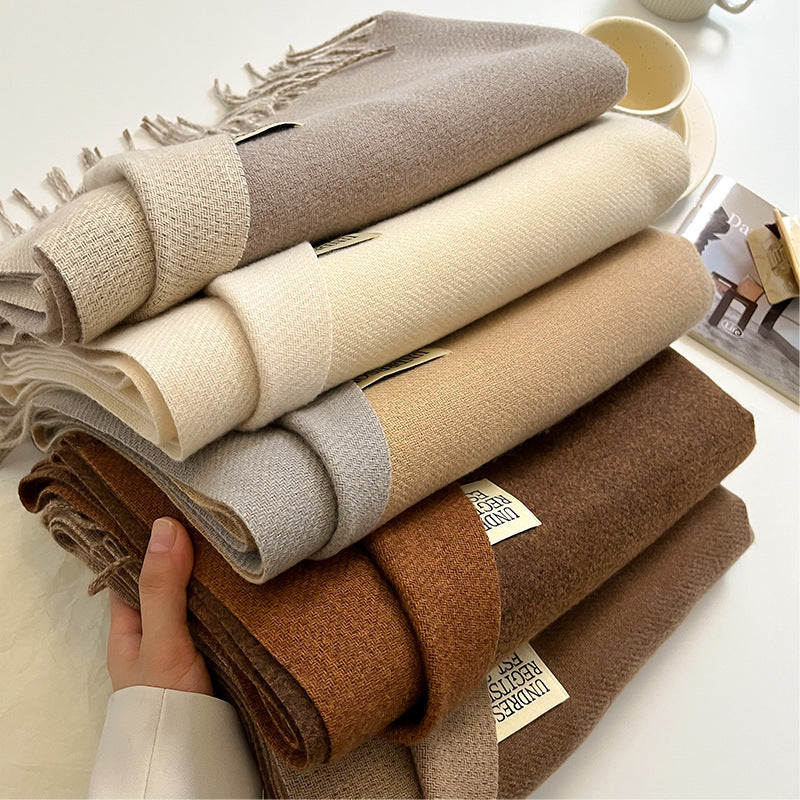 Double-sided Artificial Cashmere Scarf Women's Winter Warm Couple