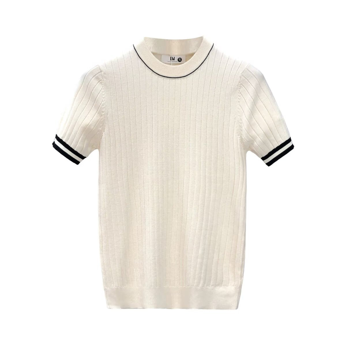 Men's Short-Sleeve Ice Silk Knit Shirt Crew-Neck Slim-Fit Sweater