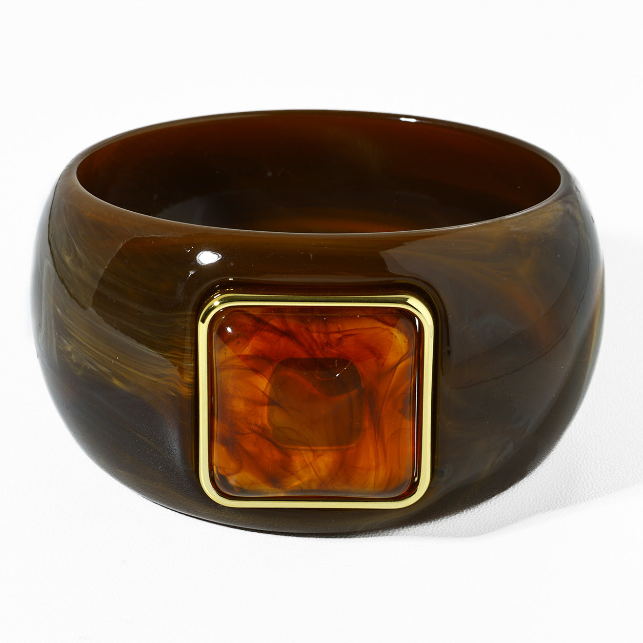 Retro Ombre Gold-Edged Square Resin Bracelet