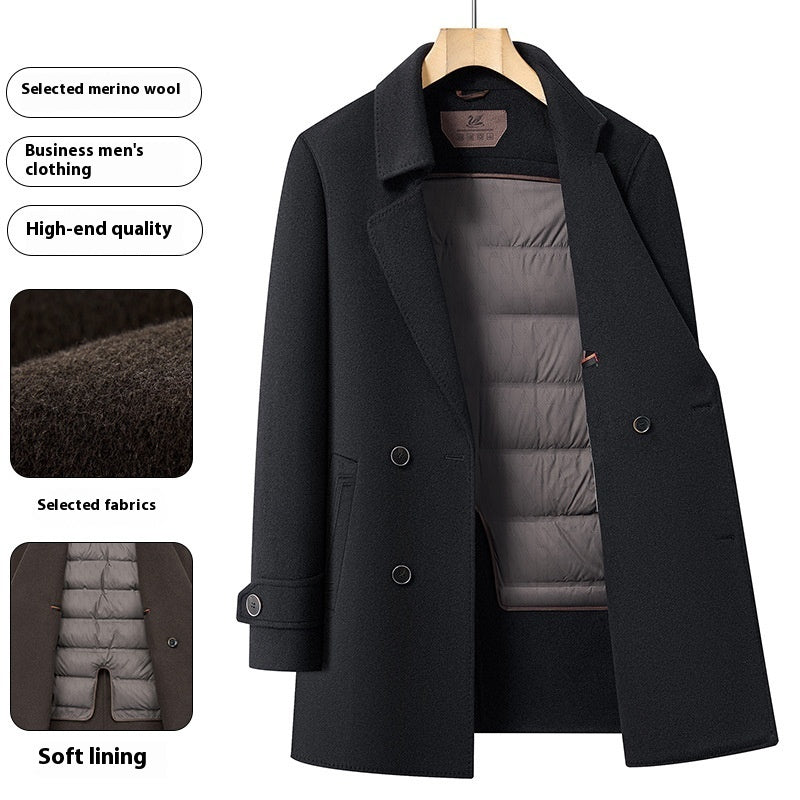 Double-sided Wool Overcoat Men's Mid-length Suit Collar Woolen Coat