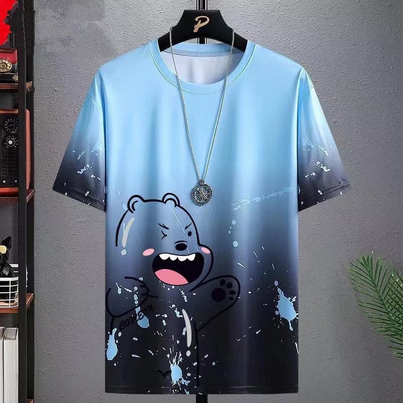 Gradient Half-length Sleeve Versatile Casual T-shirt