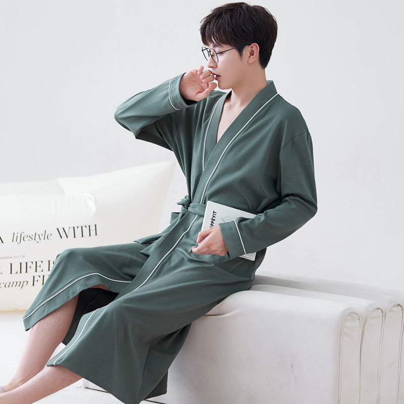 Long-sleeve Mens Home Wear Long And Thin Nightgown