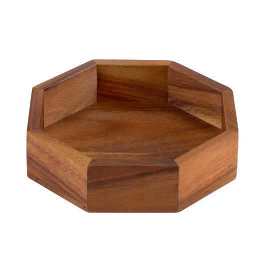 Acacia Wood Octagon Candy Nut Tray 8x8x2 Inch Small Serving Dish