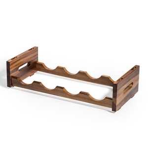 Acacia Wood Stackable 4-Bottle Wine Rack Space-Saving Modular Display