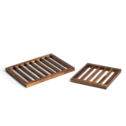Acacia Wood Trivet Set Of 2 Heat-Resistant Round Wooden Trivets For Kitchen