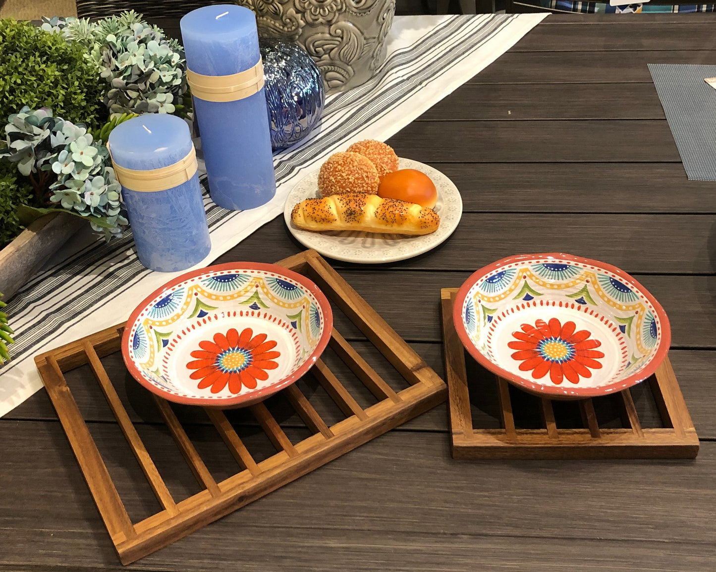 Acacia Wood Trivet Set Of 2 Large Heat Resistant Kitchen Hot Pads Rustic