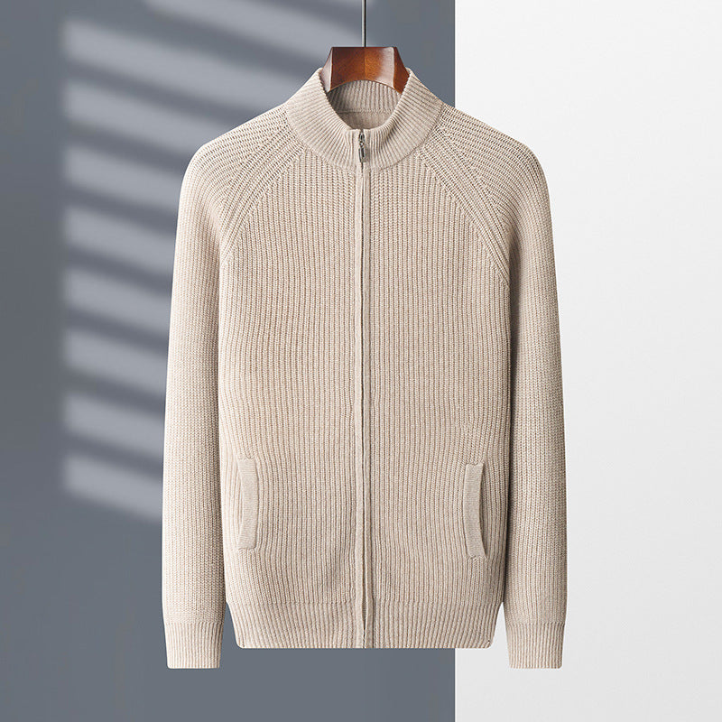 Men's Half Turtleneck Zipper Cardigan Thickened Jacket Casual