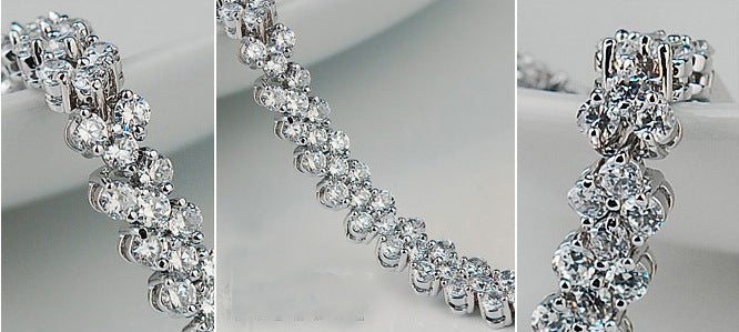 White Gold Plated Multi-Diamond Bracelet