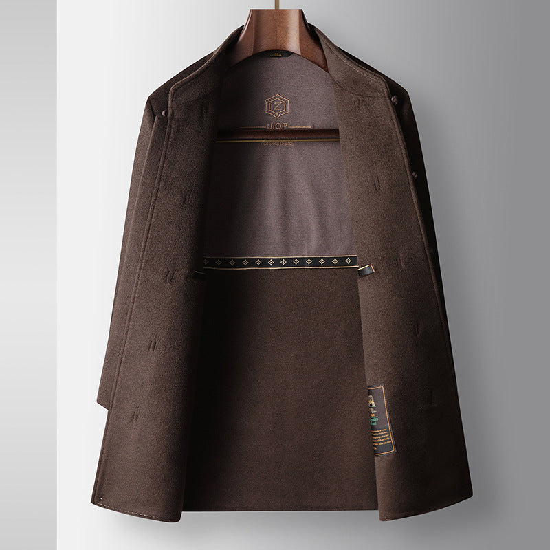 Men's Woolen Coat Chinese Stand-up Collar Wool Warm Jacket