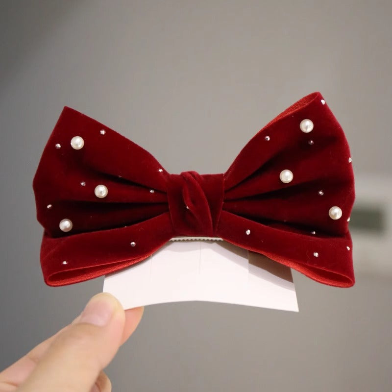 SpringSummer Kids Hair Clip With Three-Dimensional Pearl Big Bow