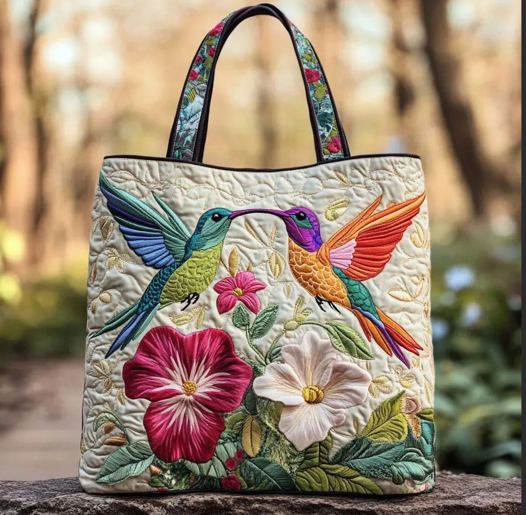 Digital-print Quilting Tote Bag, Commuter Casual Cotton-padded Jacket Bag