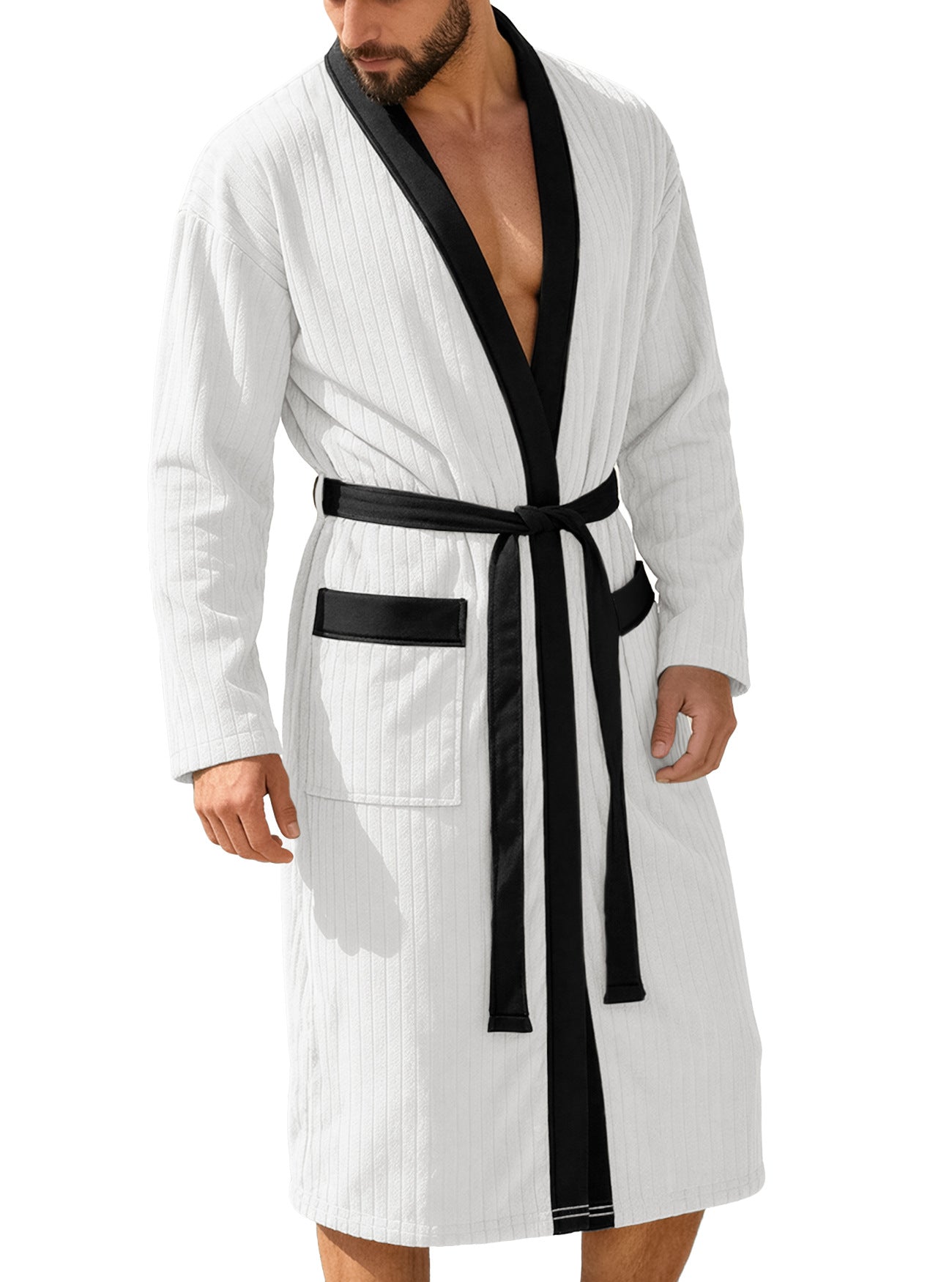 Men's Long Jacquard Soft Solid-Colored Belt