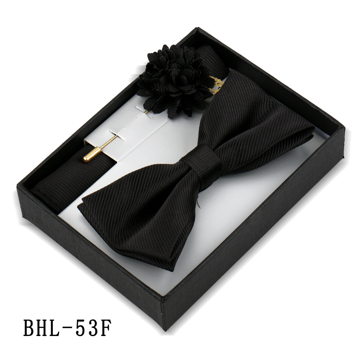Mens Bow Tie, Pocket Square, And Brooch Gift Set