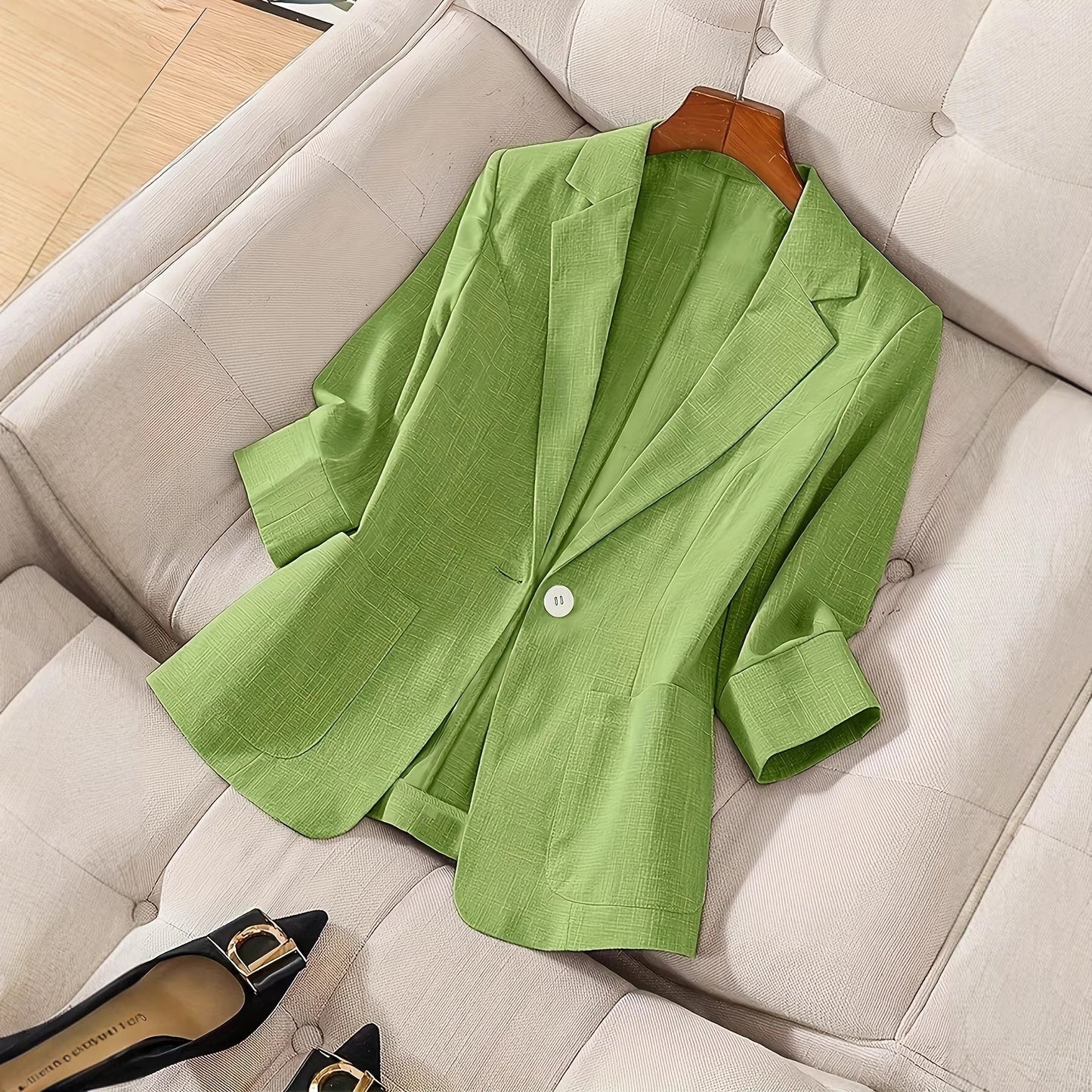Women's Three-Quarter Sleeve Single-Button Casual Blazer