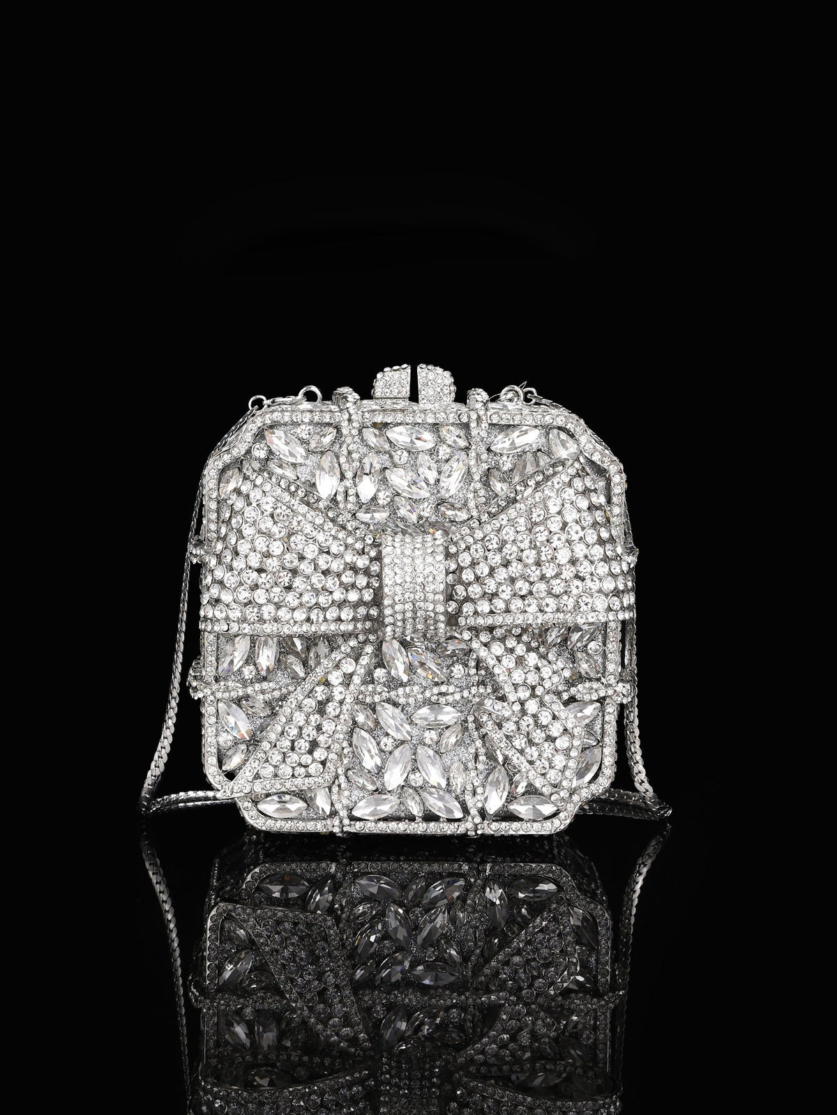 High-end Luxurious Heavy-Embroidered Shiny Champagne Bottle Rhinestone Evening Bag
