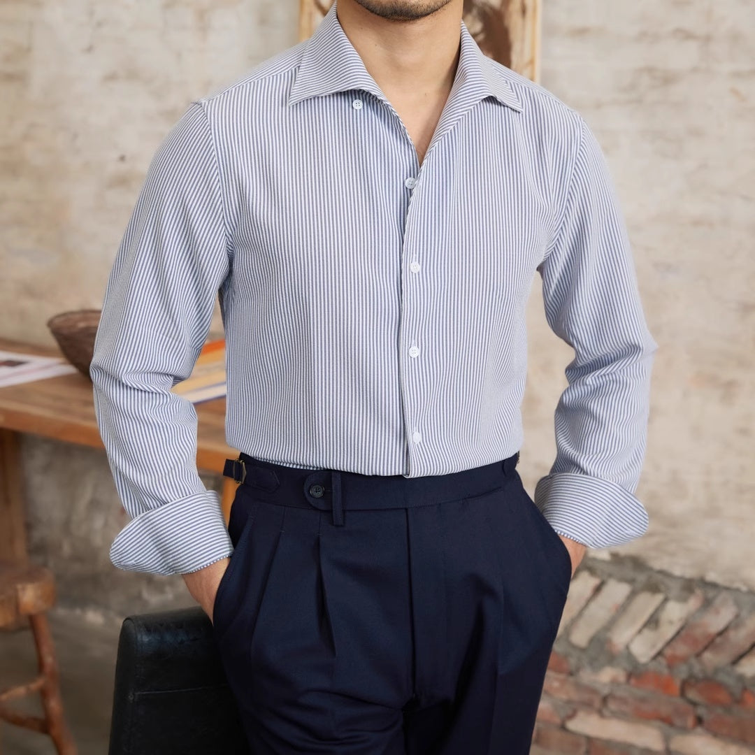 Striped Long Sleeved Shirt Slim Fit Shirt For Men