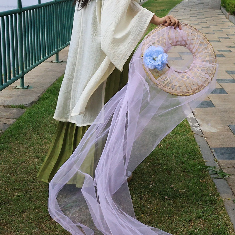 Hanfu Hat Bamboo Hat Tassel Crystal Curtain Chivalrous Woman Bamboo Hat Veil