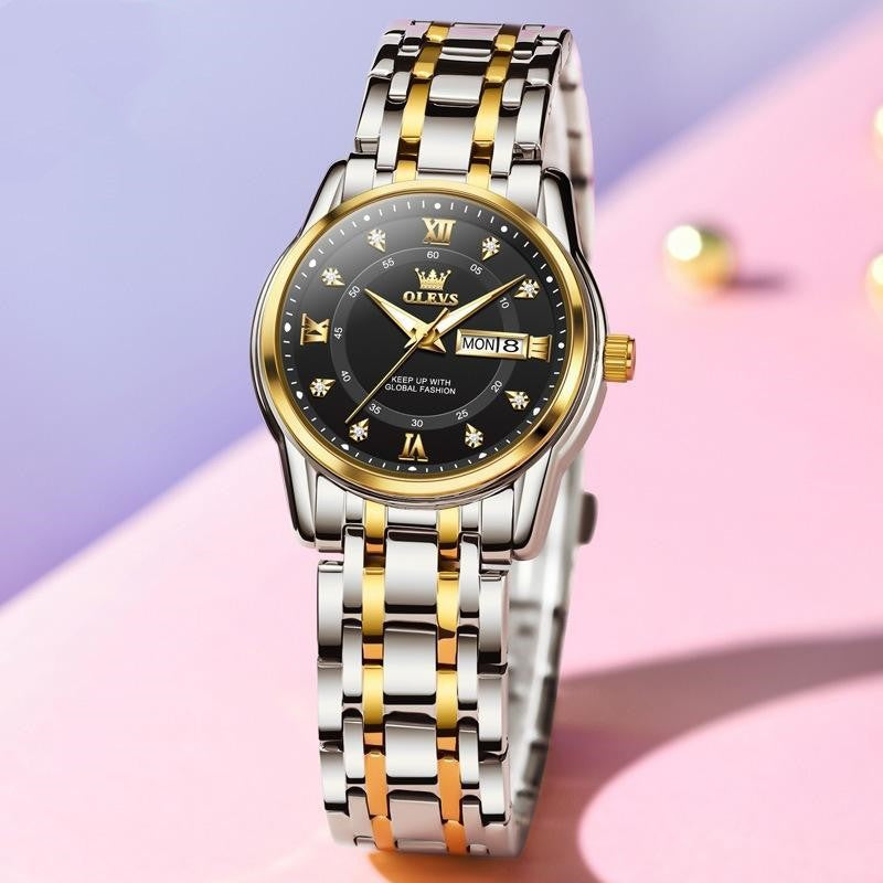 Roman Scale Fashion Calendar Quartz Watch Waterproof Ladies