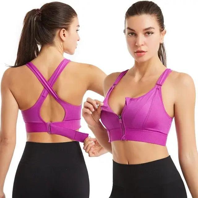 Adjustable Woman Modern Sports Bra Sportswear Crop Top Belt Zipper Yoga Running Comfortable Bras Push Up Gym Equipment
