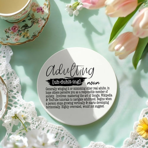 Adulting Coaster Geschenkset 6er-Pack Lustige Zitat-Untersetzer für Bartheken-Dekoration und Präsentation