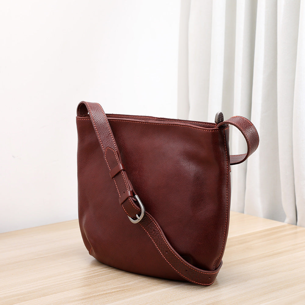 Womens Fashionable Washed-Effect Minimalist Shoulder Bag