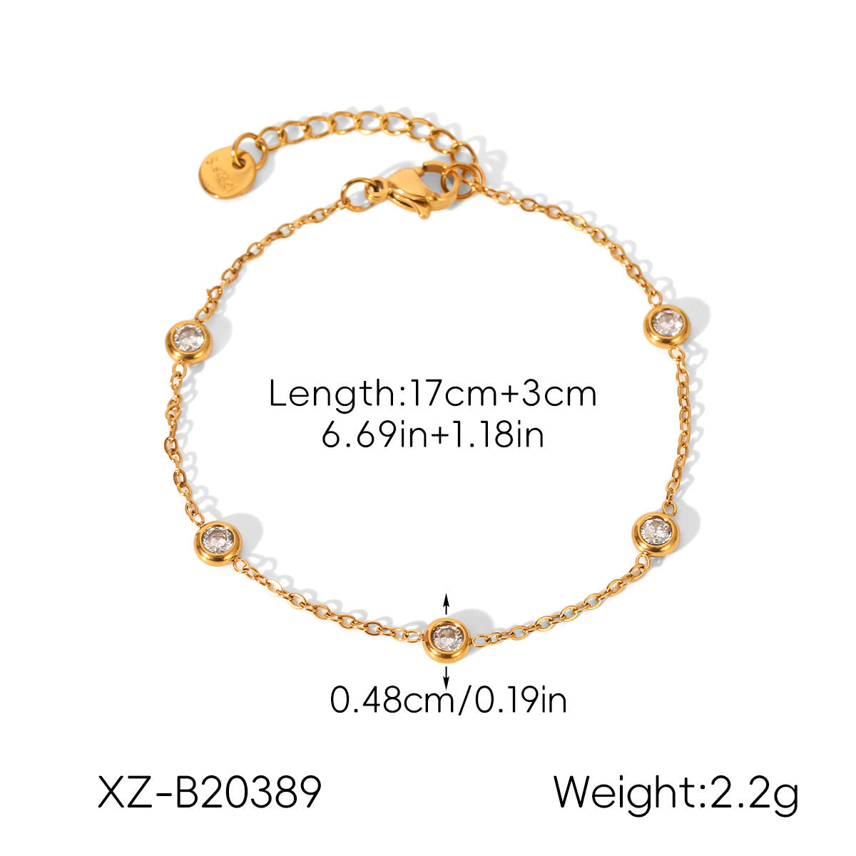 18K Gold stainless Steel Zircon Necklace For Women European And American Style