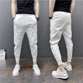 Slim-fitting Ankle Length Trousers Solid Color Elastic Ankle-tied Harem Pants