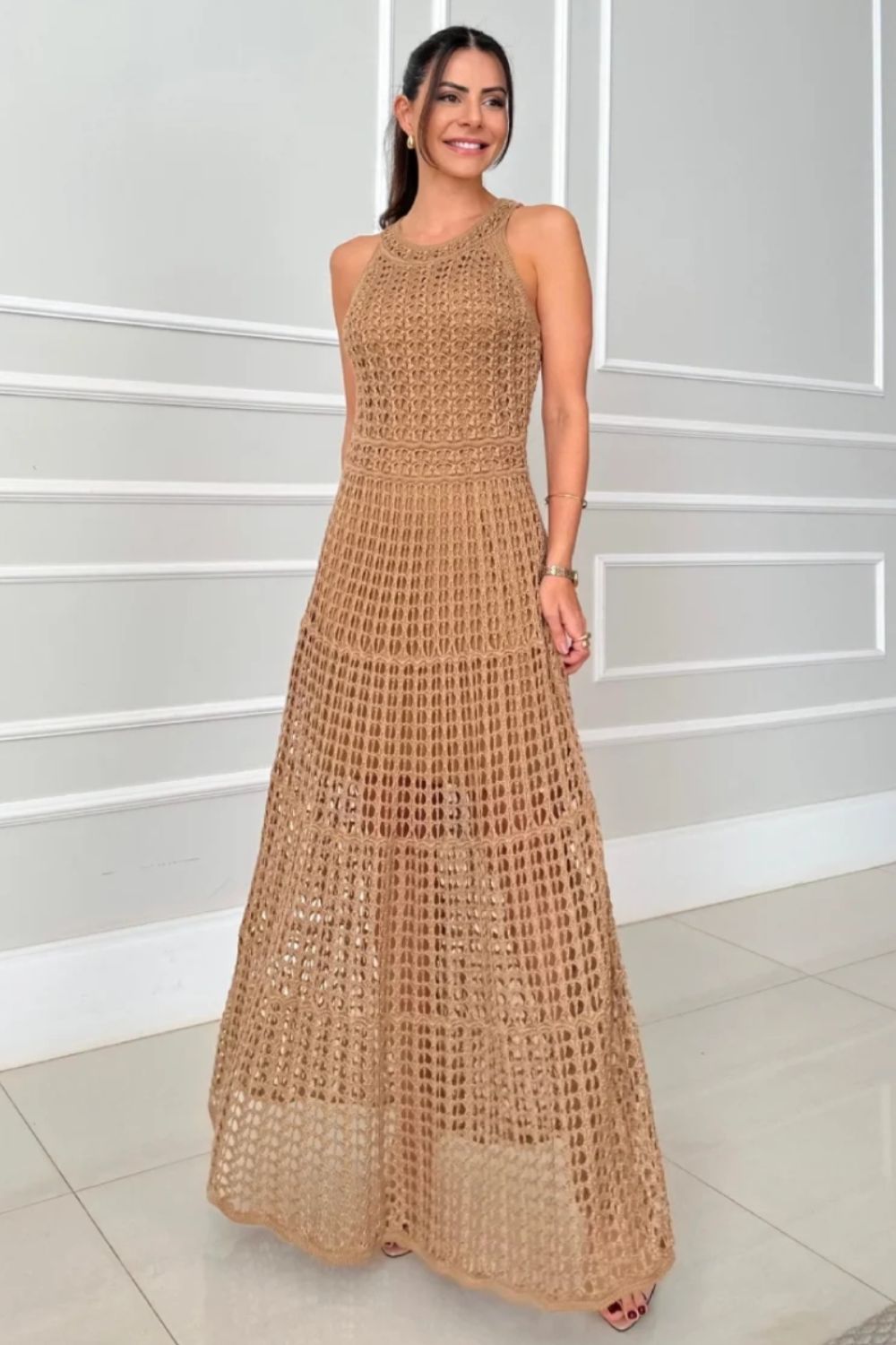 Long Sleeveless Cutout Maxi Dress Chic & Flowy Summer Style Comfortable Dress For Summer