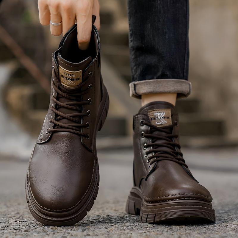 Men's Autumn High-top Martin Boots, British Style Casual Leather Shoes, Anti-slip Wear-resistant Short Work Boots