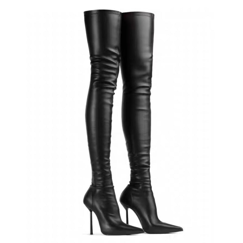 Fashionable Pointed-toe Stiletto Ultra-high-heeled Over-the-knee Plus-size Womens Boots