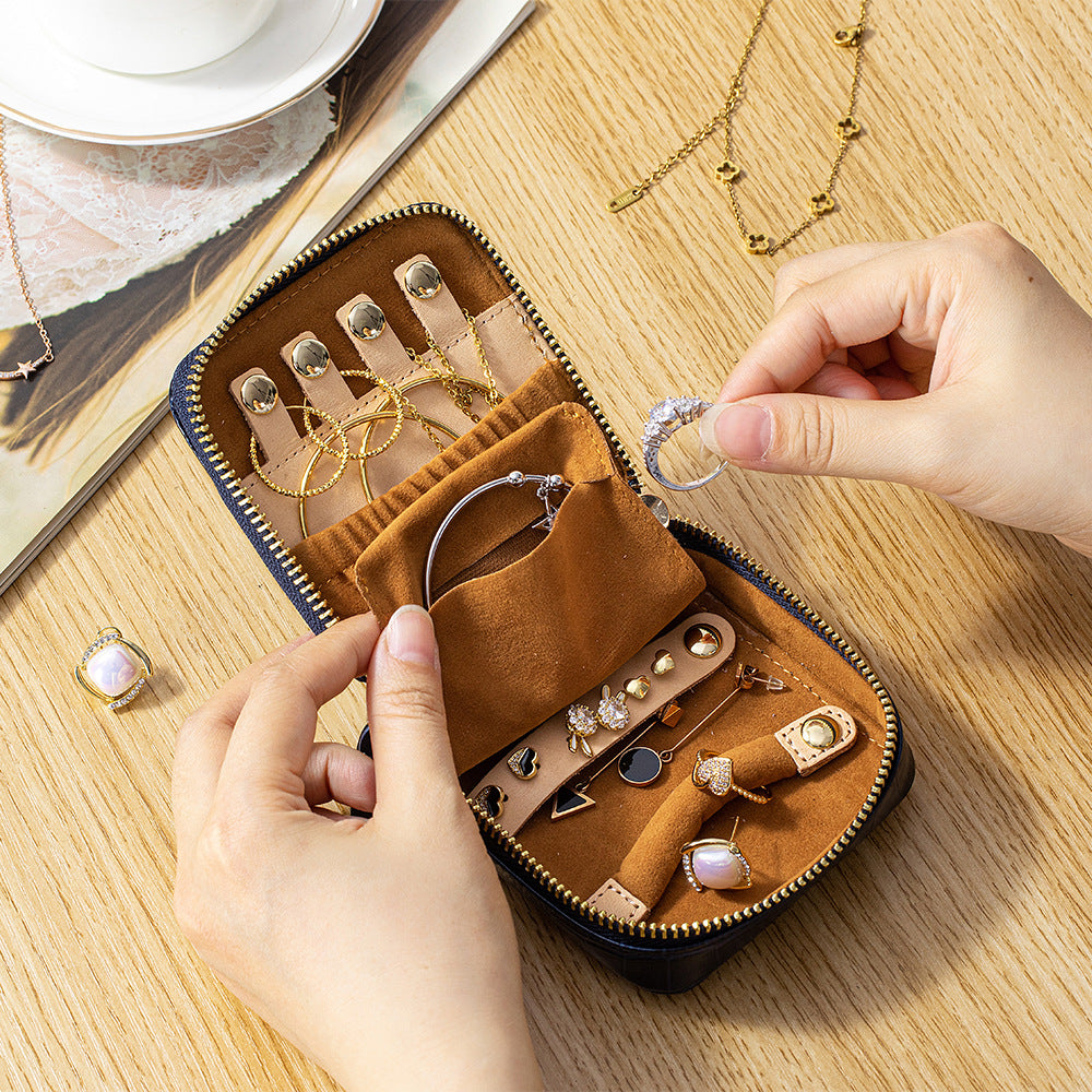 Pattern High Appearance Jewelry Box Genuine Leather Portable