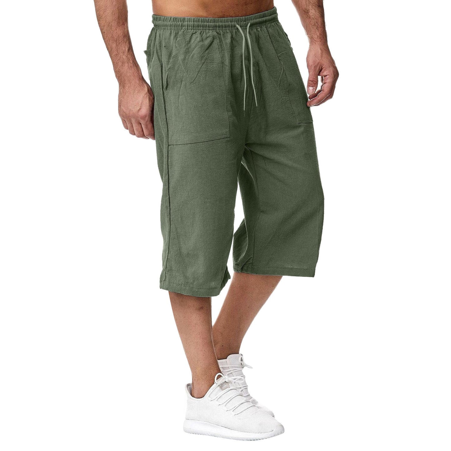 Amazon Europe And America 2026 Cross-Border Men's Casual Cotton-Linen Sports Pants Summer Cotton-Linen Cropped Casual Pants Men