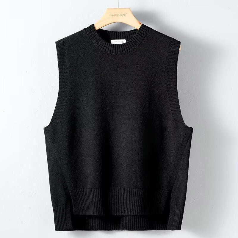 Mens Solid-Color Versatile Split Vest