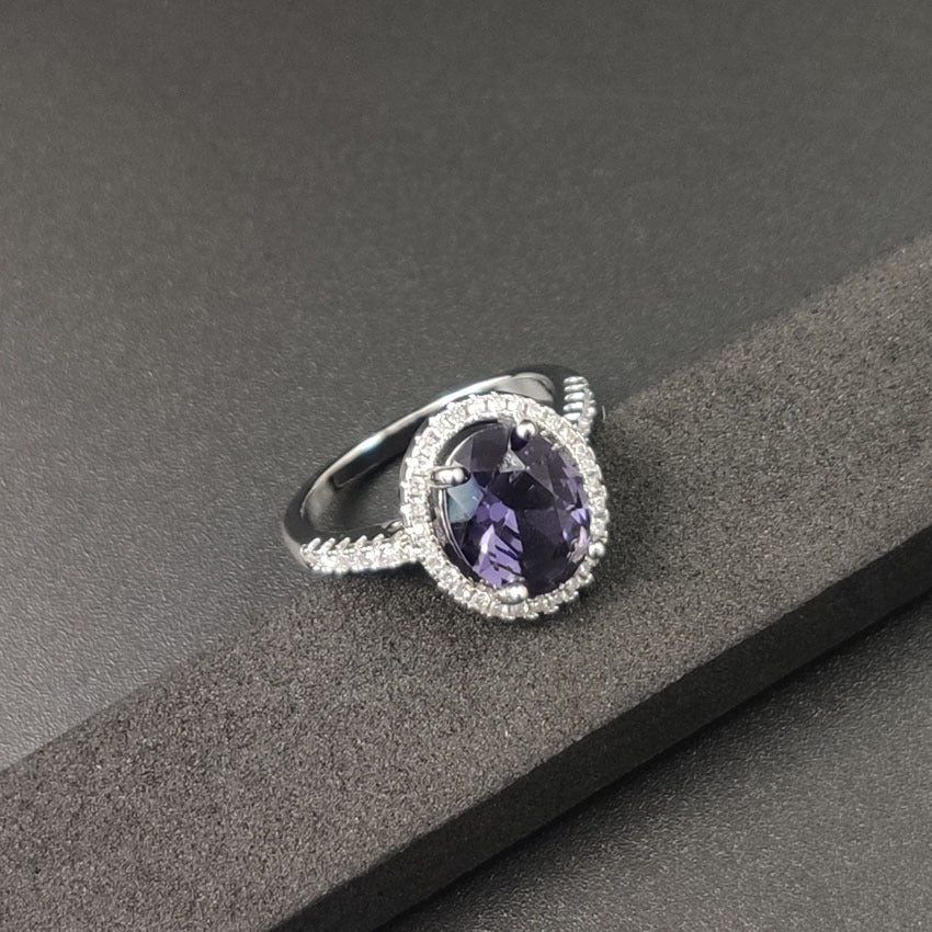 Luxury Zircon Round Ring Full Of Diamonds Ring Engagement Wedding First Ornament