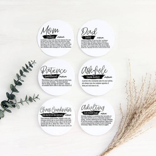 Adulting Coaster Geschenkset 6er-Pack Lustige Zitat-Untersetzer für Bartheken-Dekoration und Präsentation