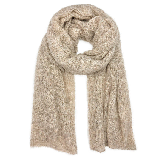 Alpaca Oversized Plush Scarf Almond Lightweight Warm Wrap Eco Soft Winter