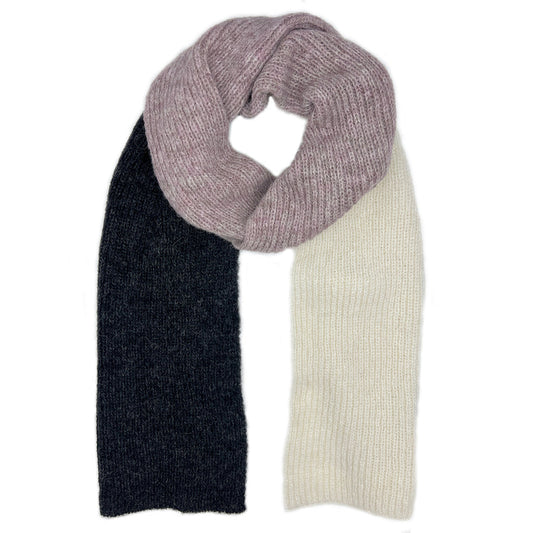 Alpaca Scarf Blush Color Block Lightweight Cozy Ribbed
