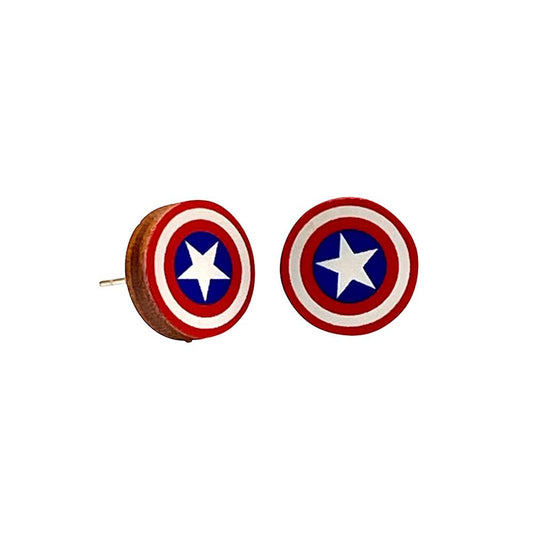 Boucles d'oreilles clous étoiles American Shield patriotiques rouge blanc