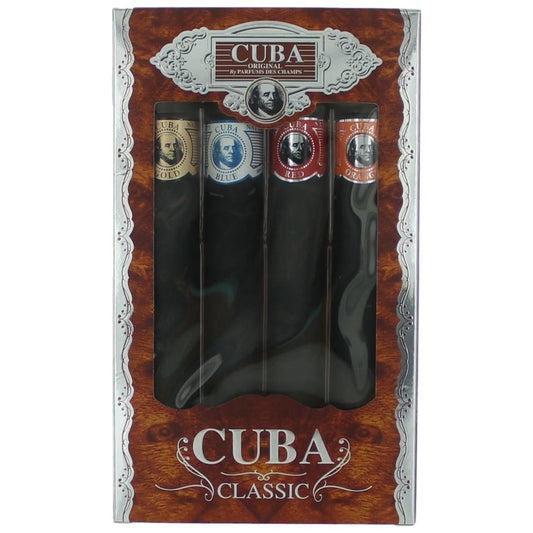 Cuba Classic, 4-teiliges Geschenkset für Herren mit Orange, Rot, Blau & Gold