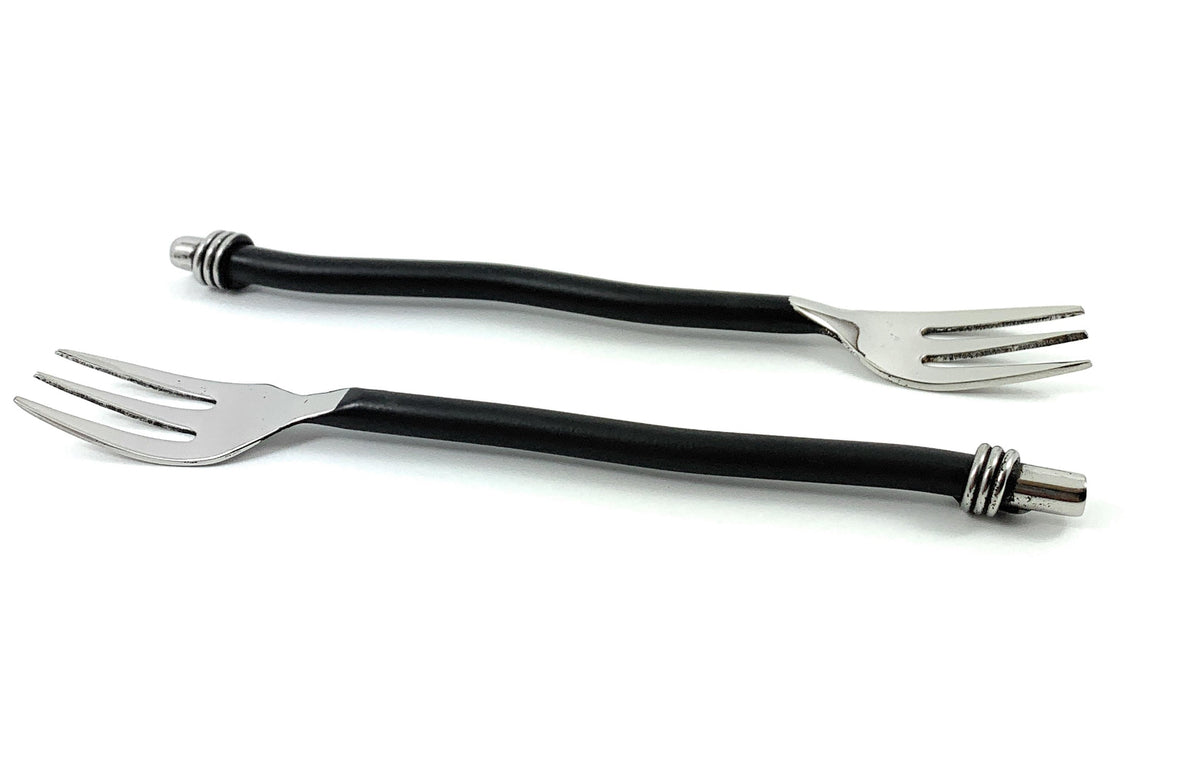 Vibhsa Cocktail Forks Set of 6 (Black Twisted Handle)