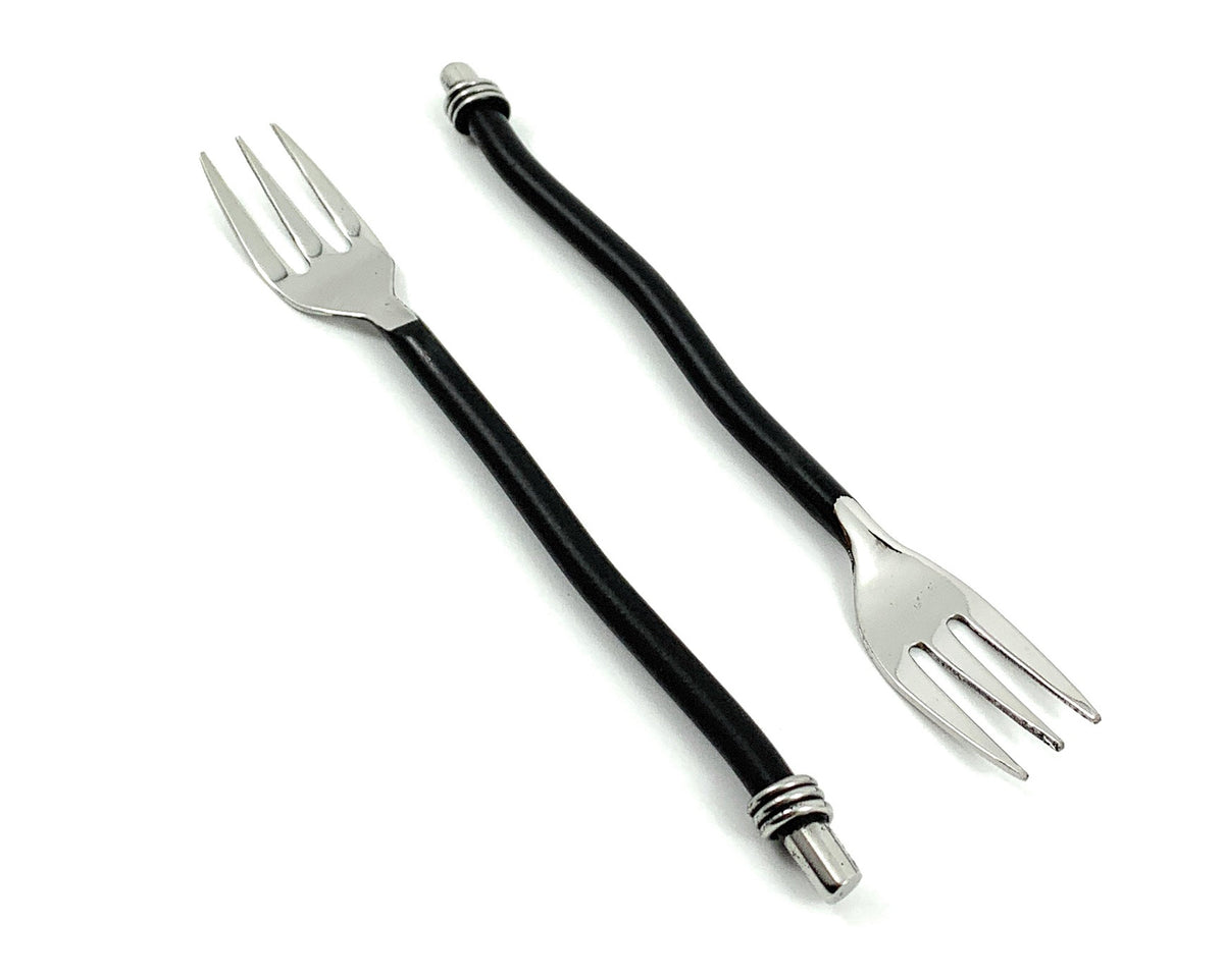Vibhsa Cocktail Forks Set of 6 (Black Twisted Handle)