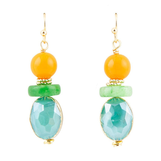 Boucles d'oreilles pendantes Goutte d'Or Abricot Coloré