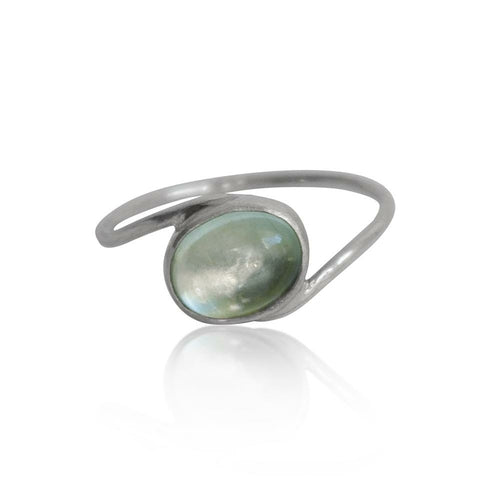 Aquamarin Sterling Silber Ring 925 Cabochon Band Zart