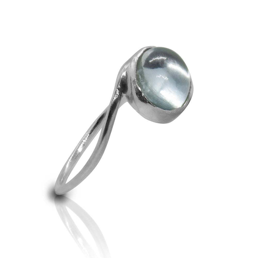 Aquamarin Sterling Silber Ring 925 Cabochon Band Zart