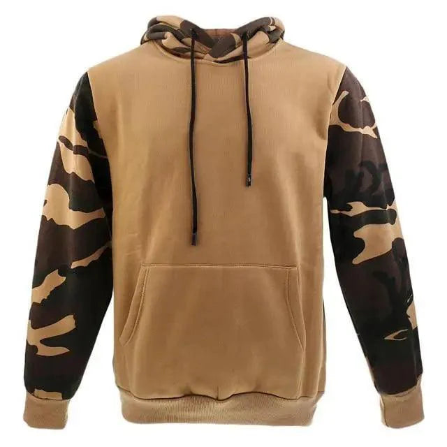 Army Green Men Military Hoodies Autumn Winter Hooded Sweatshirts Men's Pullover Hoodie Blend Fleece Long Sleeve Contrast Color Military Sweatshirt with Pocket
